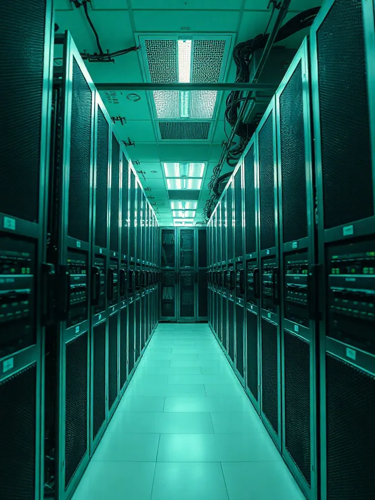 Professional server rack hardware in a clean data center, sa